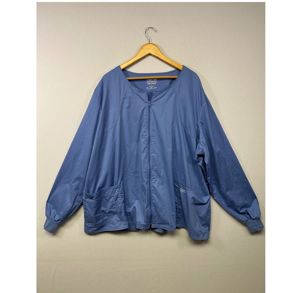 Medical Nursing Cherokee Workwear Women 4XL Blue Zip Front Core Stretch Jacket